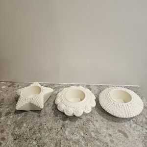 NIB Partylite Tea Votive Sea Drifters Bisque Candle Holders Set of 3